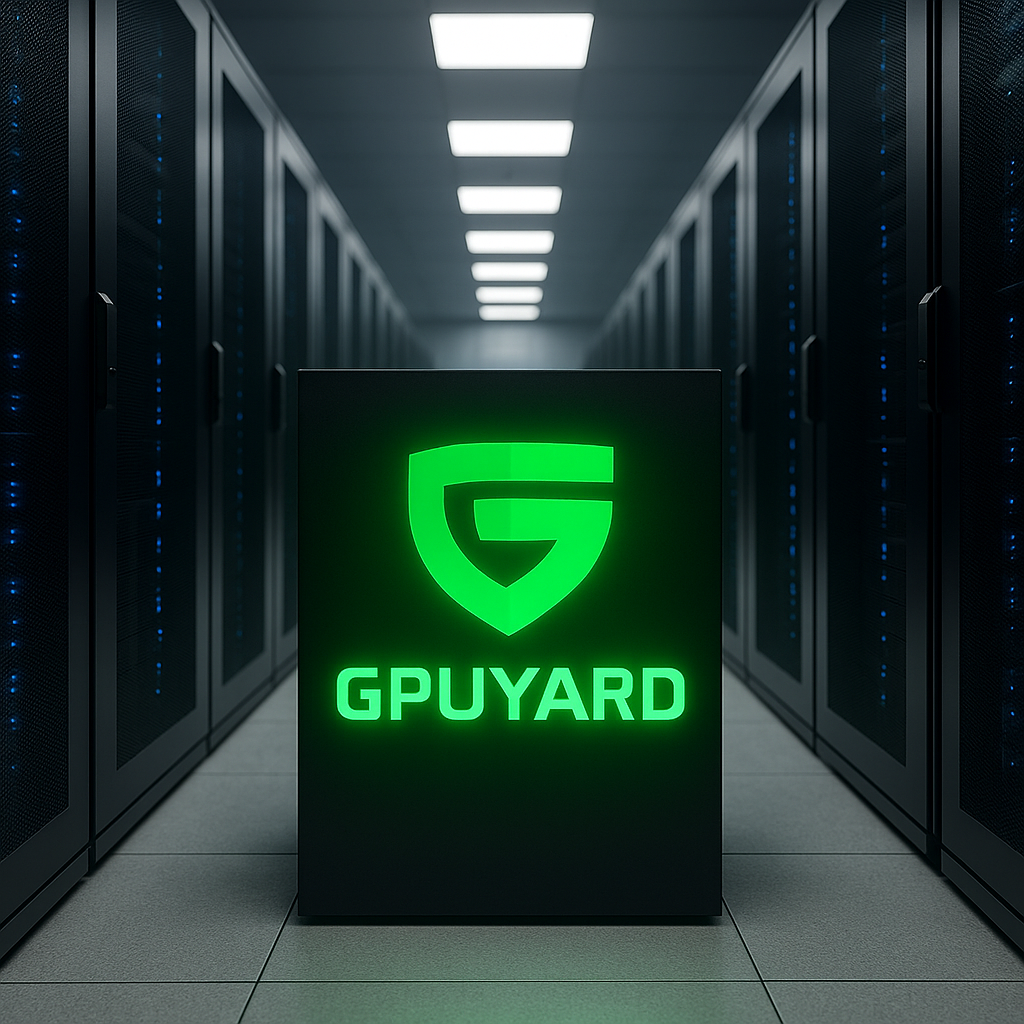 A picture of datacenter with gpuyard logo